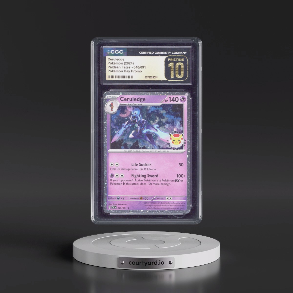 2024 Paldean Fates - PAF EN #040/091 Ceruledge - Pokémon Day Promo (Cosmos Holo) (CGC 10 PRISTINE)