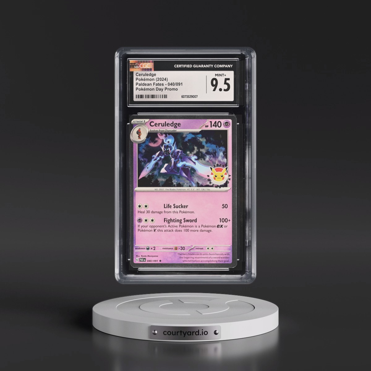 2024 Paldean Fates - PAF EN #040/091 Ceruledge - Pokémon Day Promo (Cosmos Holo) (CGC 9.5 MINT+)