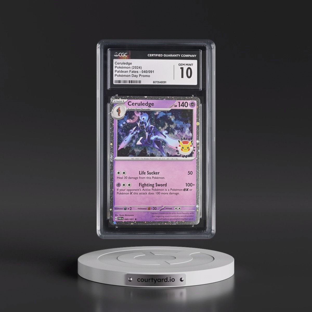 2024 Paldean Fates - PAF EN #040/091 Ceruledge - Pokémon Day Promo (Cosmos Holo) (CGC 10 GEM MINT)