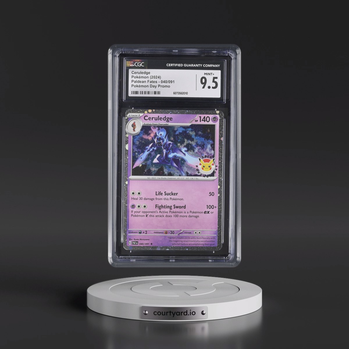 2024 Paldean Fates - PAF EN #040/091 Ceruledge - Pokémon Day Promo (Cosmos Holo) (CGC 9.5 MINT+)