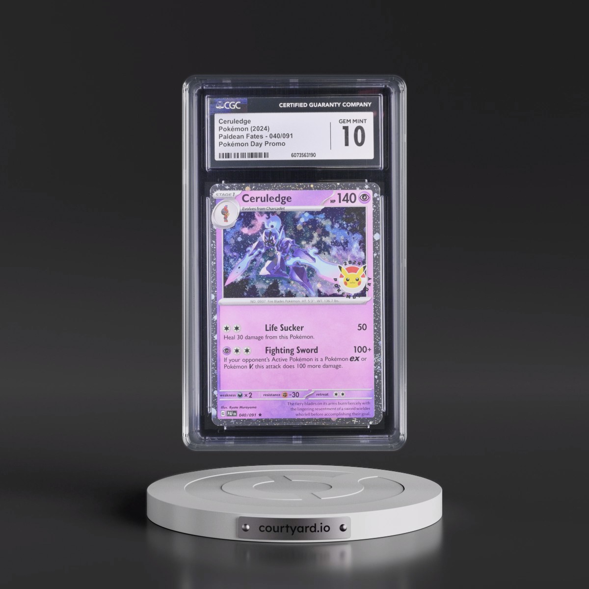 2024 Paldean Fates - PAF EN #040/091 Ceruledge - Pokémon Day Promo (Cosmos Holo) (CGC 10 GEM MINT)