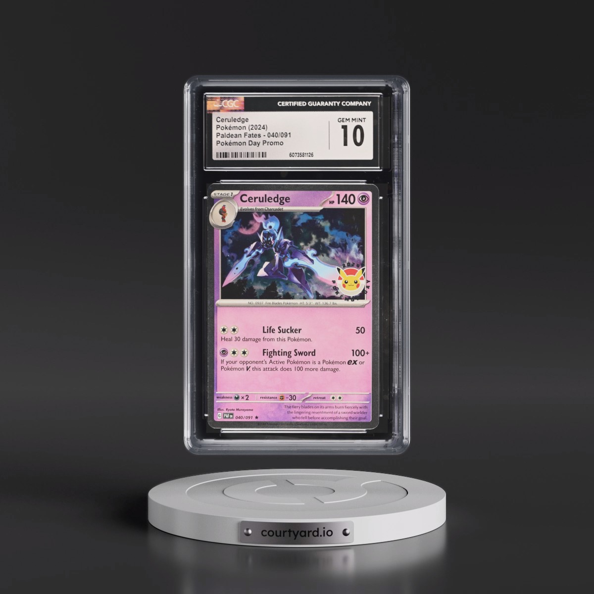 2024 Paldean Fates - PAF EN #040/091 Ceruledge - Pokémon Day Promo (Cosmos Holo) (CGC 10 GEM MINT)