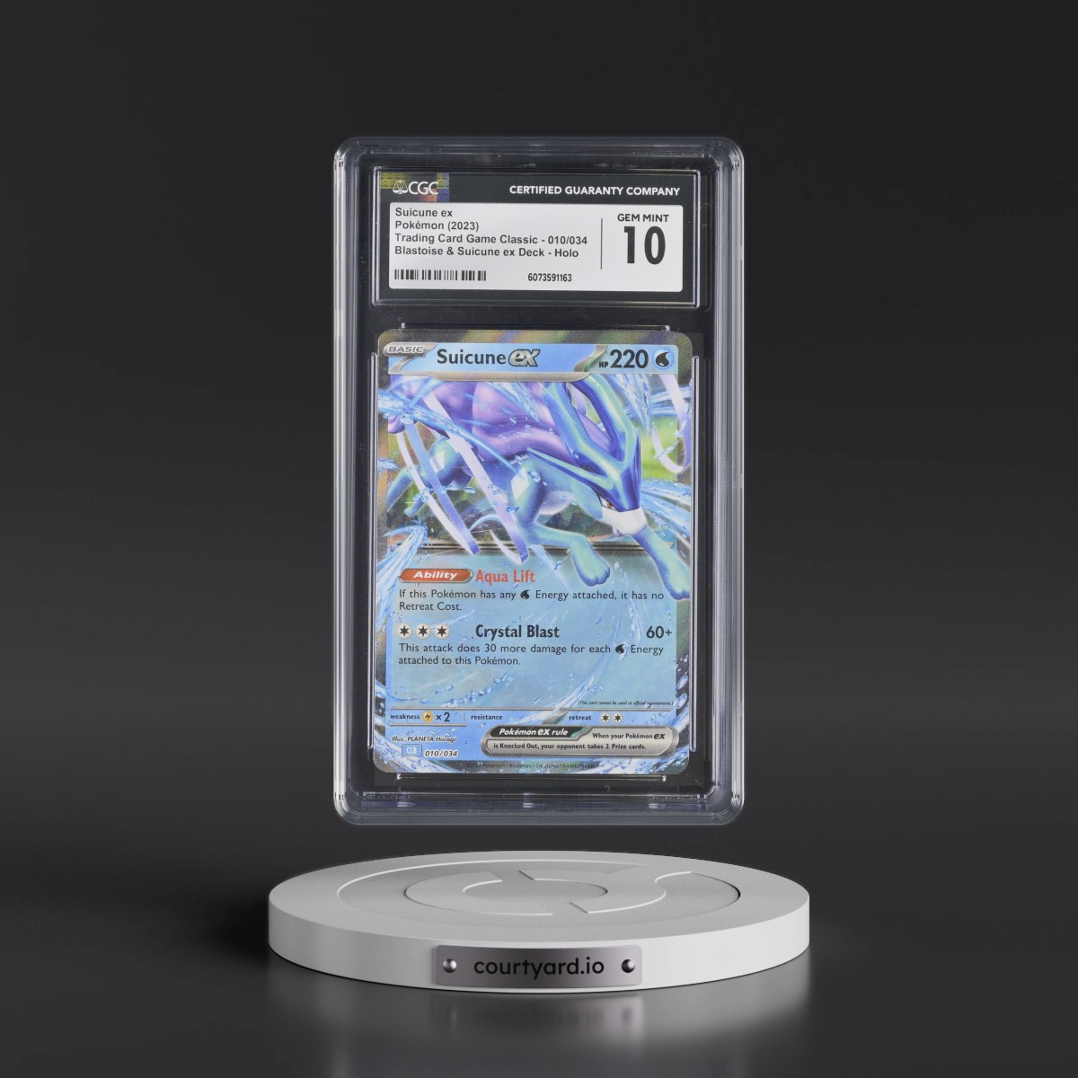 2023 Trading Card Game Classic - CLV, CLC, CLB #010/034 Suicune ex - Blastoise & Suicune ex Deck - CLB Holo (CGC 10 GEM MINT)