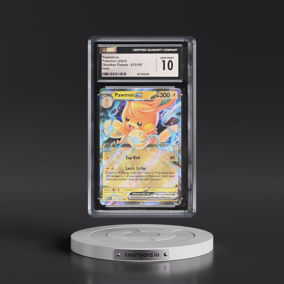 2023 Obsidian Flames - OBF EN #073/197 Pawmot ex - Holo (CGC 10 GEM MINT)