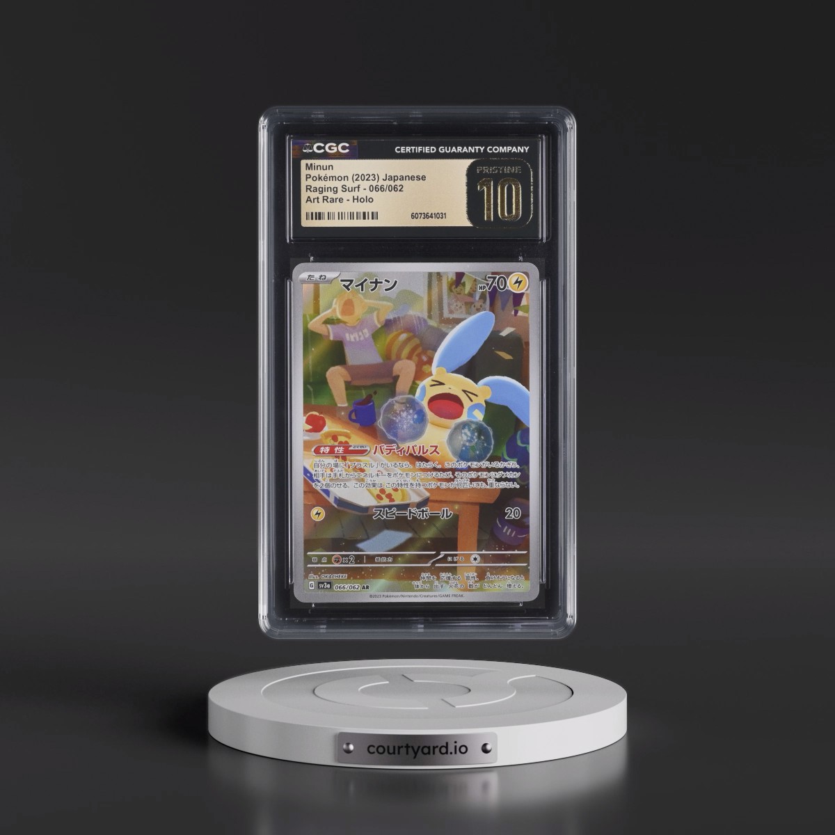 2023 Pokémon Sv3a-Raging Surf #066 Minun - Art Rare (CGC 10 PRISTINE)