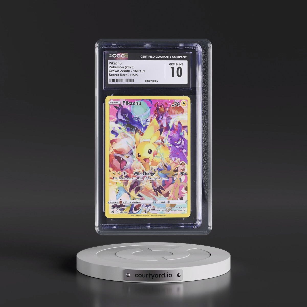 2023 Crown Zenith #160/159 Pikachu - Secret Rare Holo (CGC 10 GEM MINT)