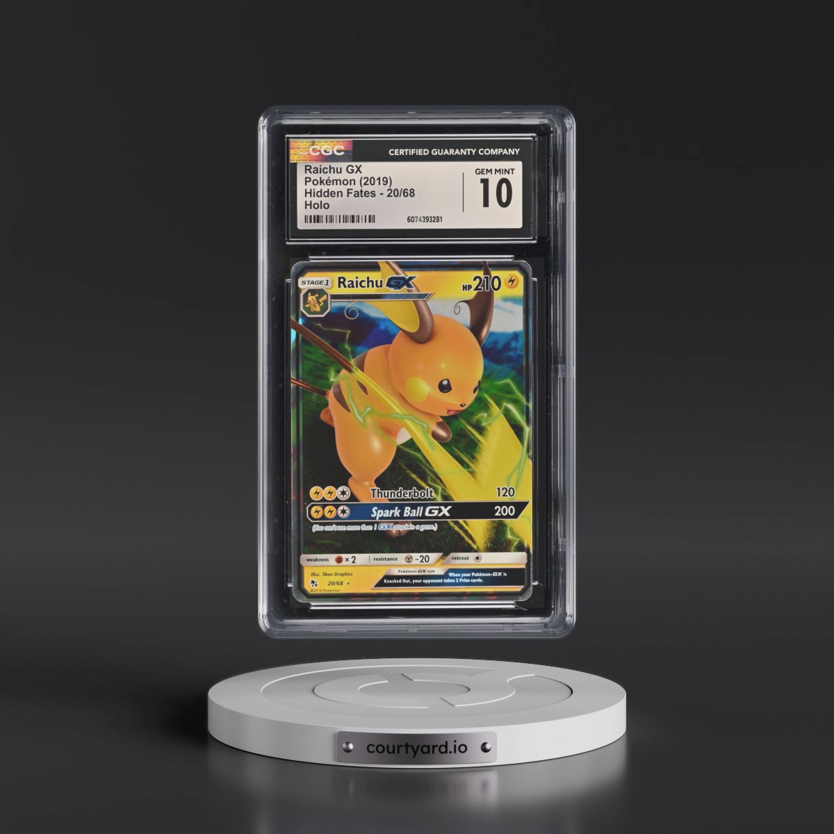2019 Hidden Fates #20/68 Raichu GX - Holo (CGC 10 GEM MINT)