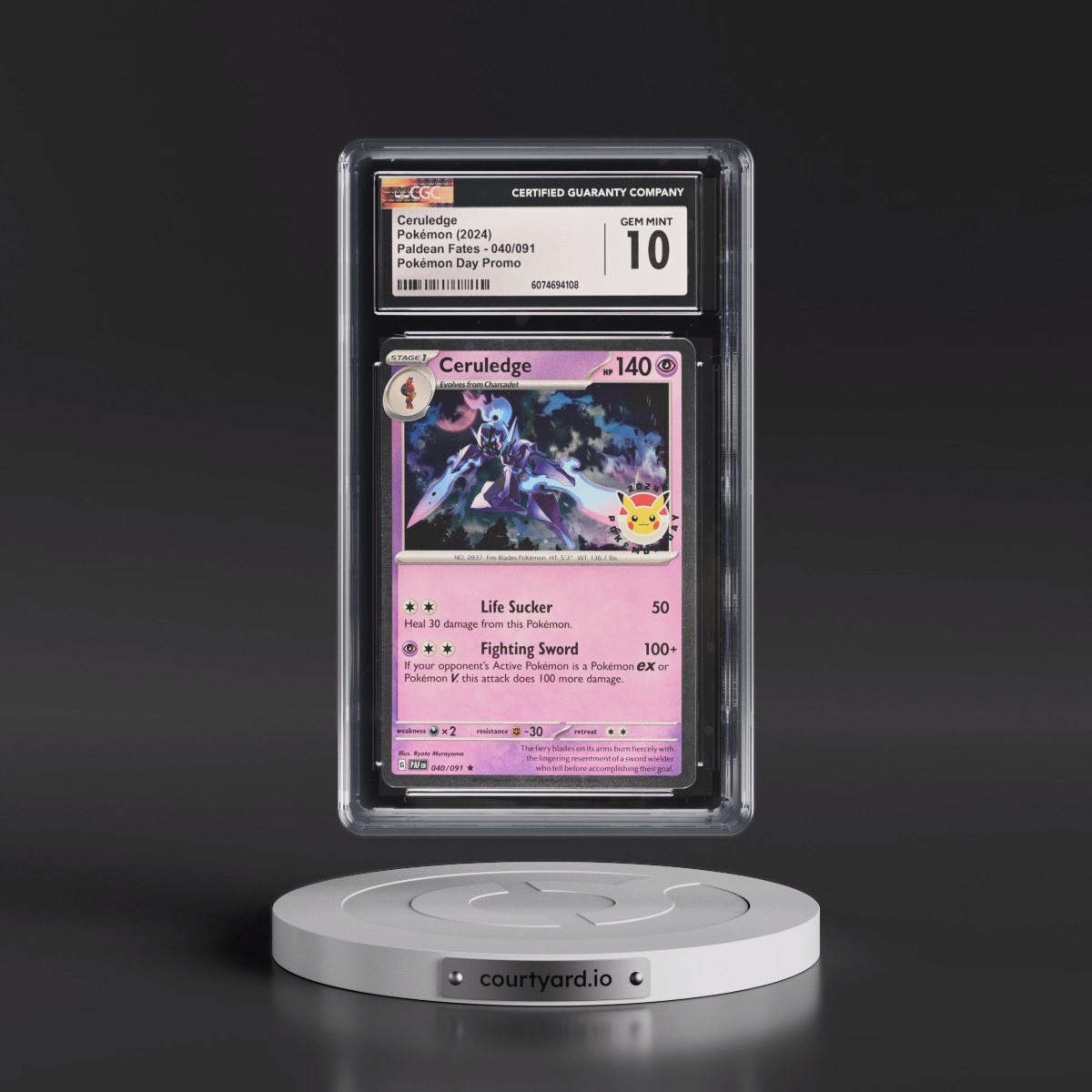 2024 Paldean Fates - PAF EN #040/091 Ceruledge - Pokémon Day Promo (Cosmos Holo) (CGC 10 GEM MINT)