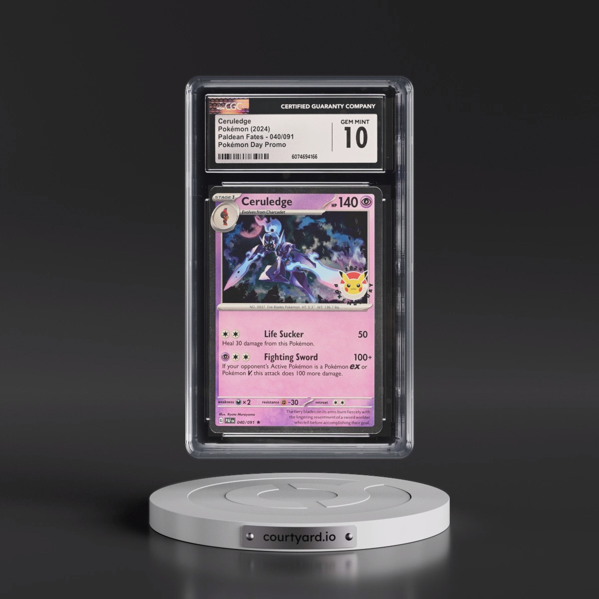2024 Paldean Fates - PAF EN #040/091 Ceruledge - Pokémon Day Promo (Cosmos Holo) (CGC 10 GEM MINT)