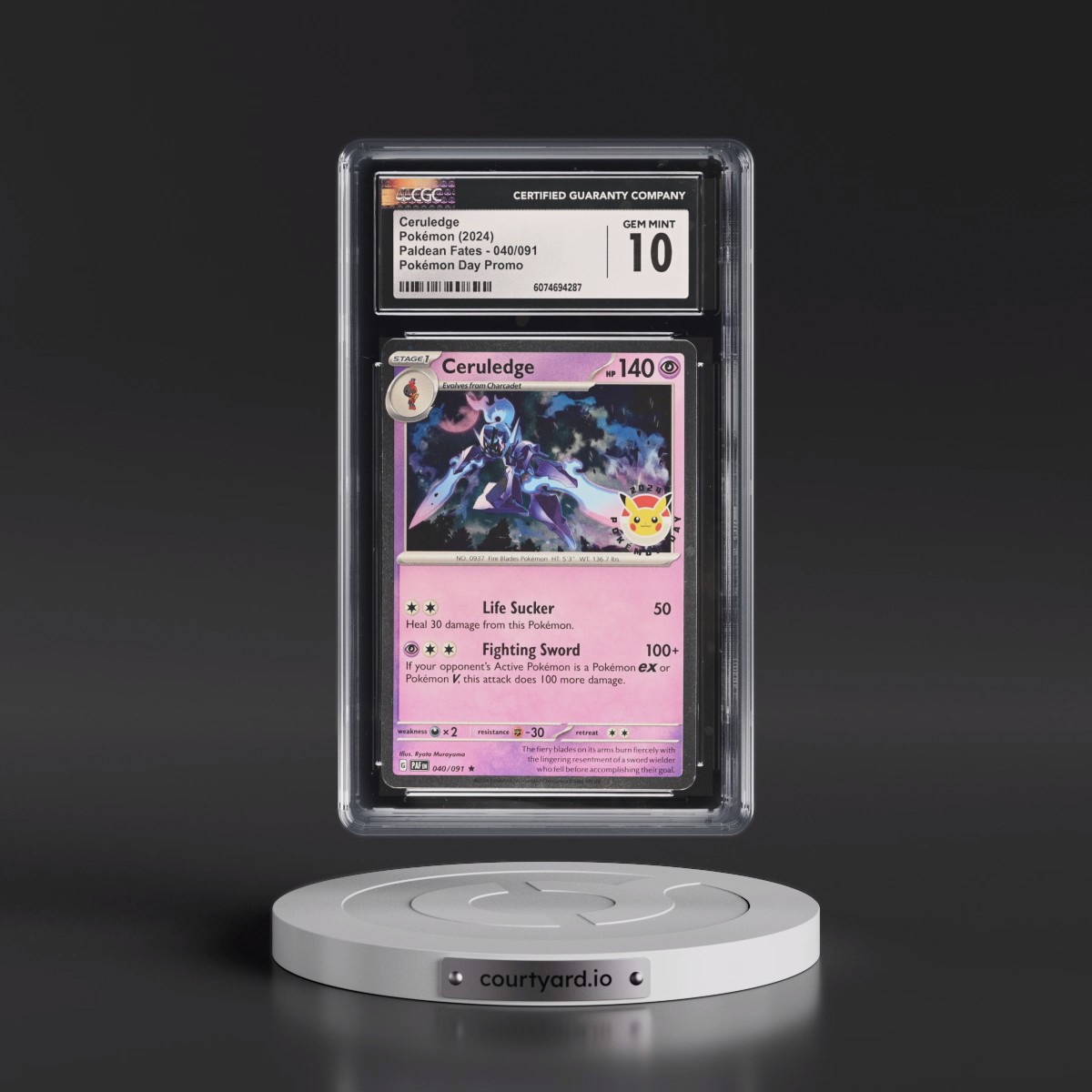 2024 Paldean Fates - PAF EN #040/091 Ceruledge - Pokémon Day Promo (Cosmos Holo) (CGC 10 GEM MINT)