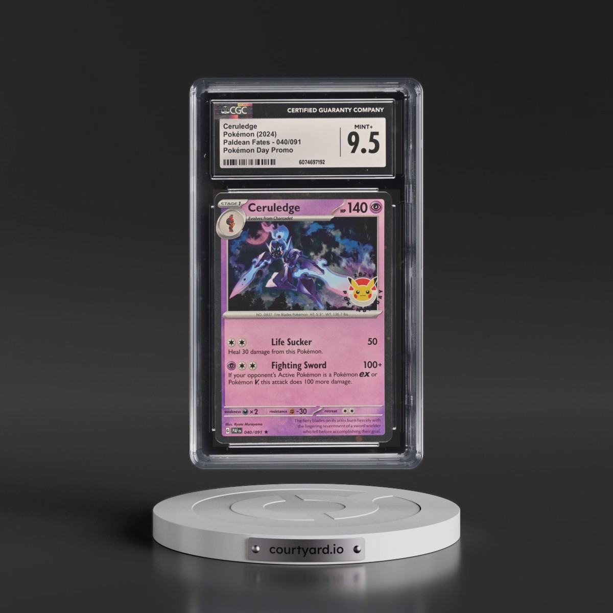 2024 Paldean Fates - PAF EN #040/091 Ceruledge - Pokémon Day Promo (Cosmos Holo) (CGC 9.5 MINT+)