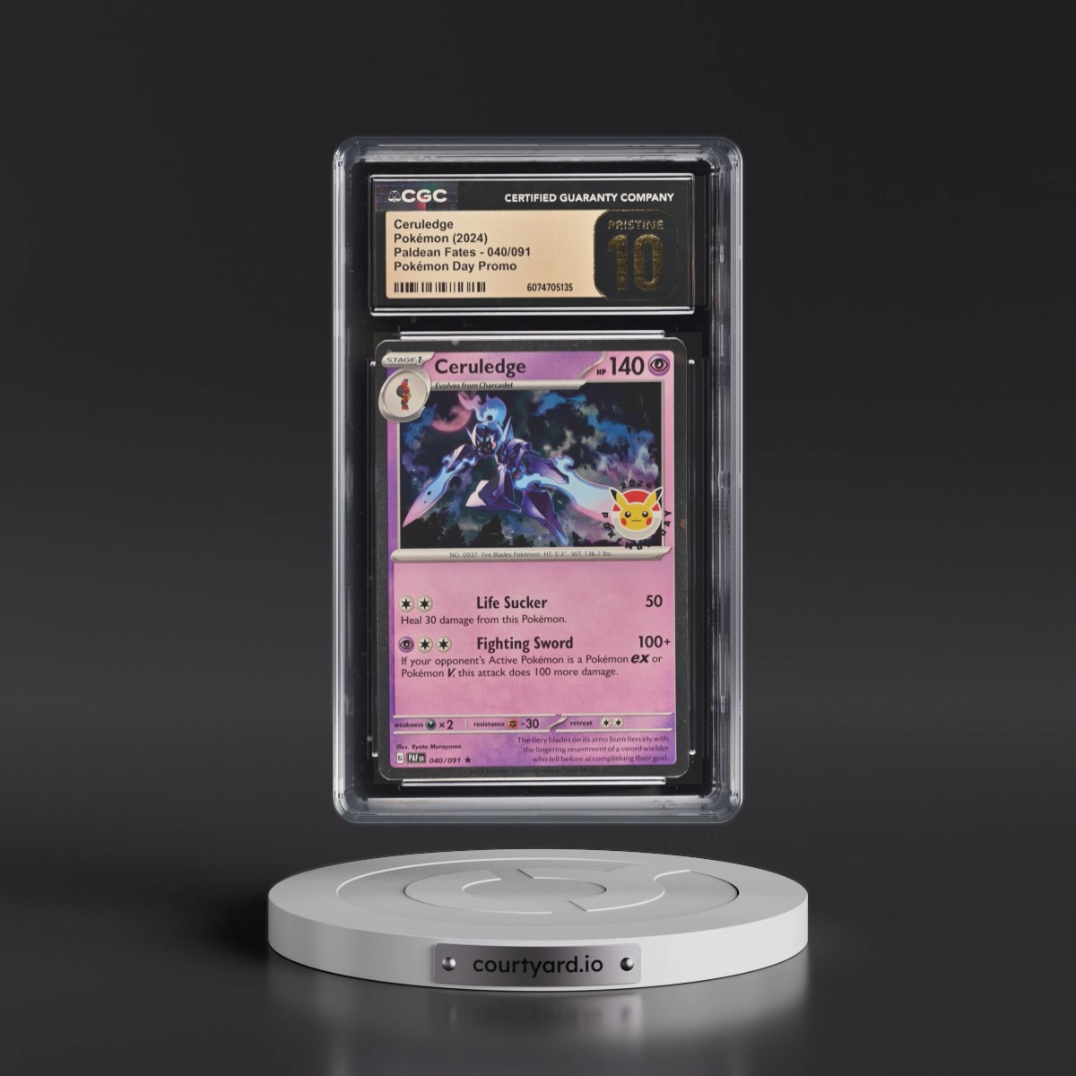 2024 Paldean Fates - PAF EN #040/091 Ceruledge - Pokémon Day Promo (Cosmos Holo) (CGC 10 PRISTINE)