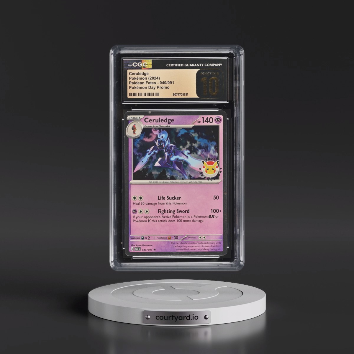 2024 Paldean Fates - PAF EN #040/091 Ceruledge - Pokémon Day Promo (Cosmos Holo) (CGC 10 PRISTINE)
