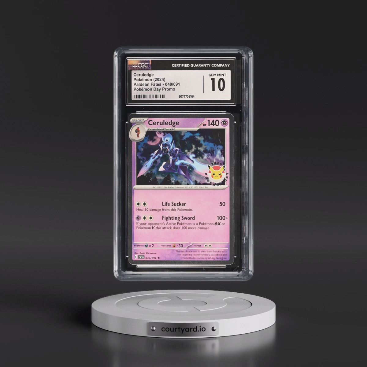 2024 Paldean Fates - PAF EN #040/091 Ceruledge - Pokémon Day Promo (Cosmos Holo) (CGC 10 GEM MINT)