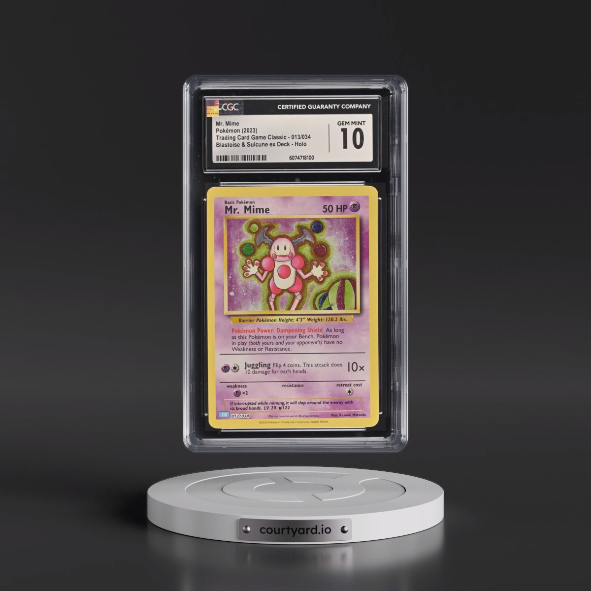 2023 Trading Card Game Classic - CLV, CLC, CLB #013/034 Mr. Mime - Blastoise & Suicune ex Deck - CLB Holo (CGC 10 GEM MINT)