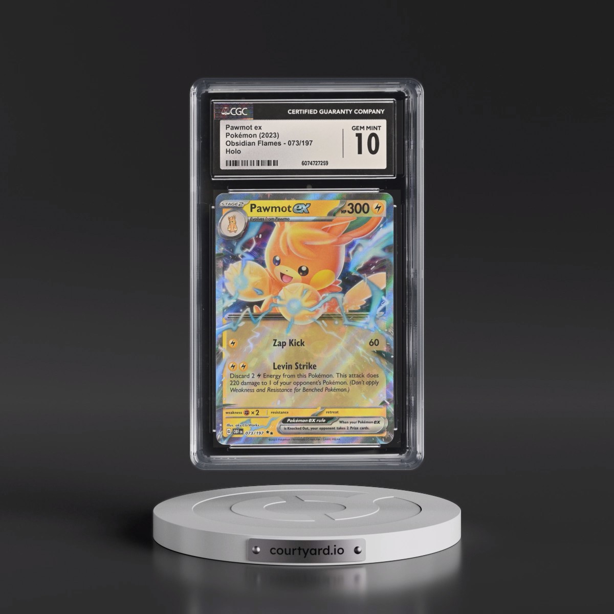 2023 Obsidian Flames - OBF EN #073/197 Pawmot ex - Holo (CGC 10 GEM MINT)