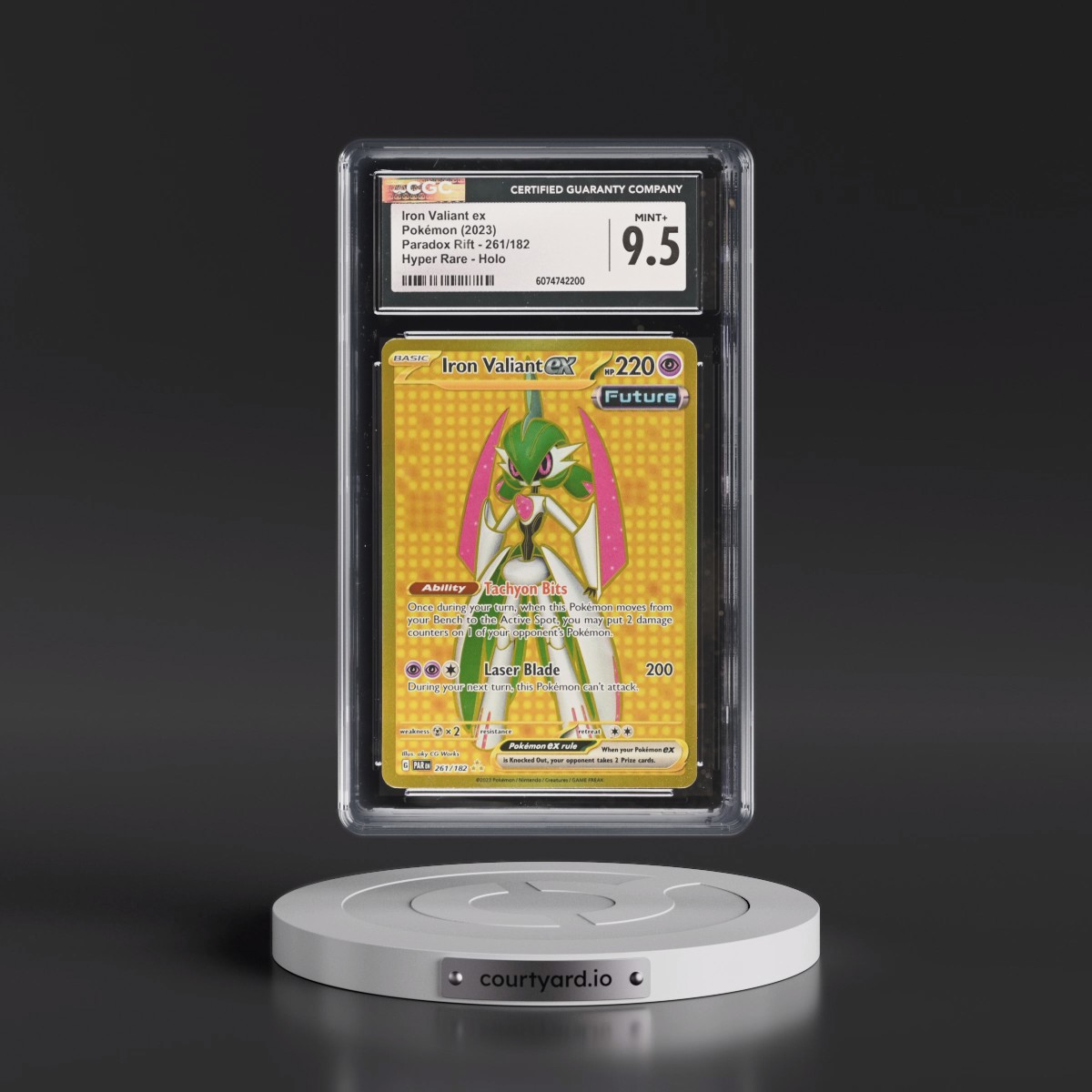 2023 Paradox Rift - PAR EN #261/182 Iron Valiant ex - Hyper Rare Holo (CGC 9.5 MINT+)