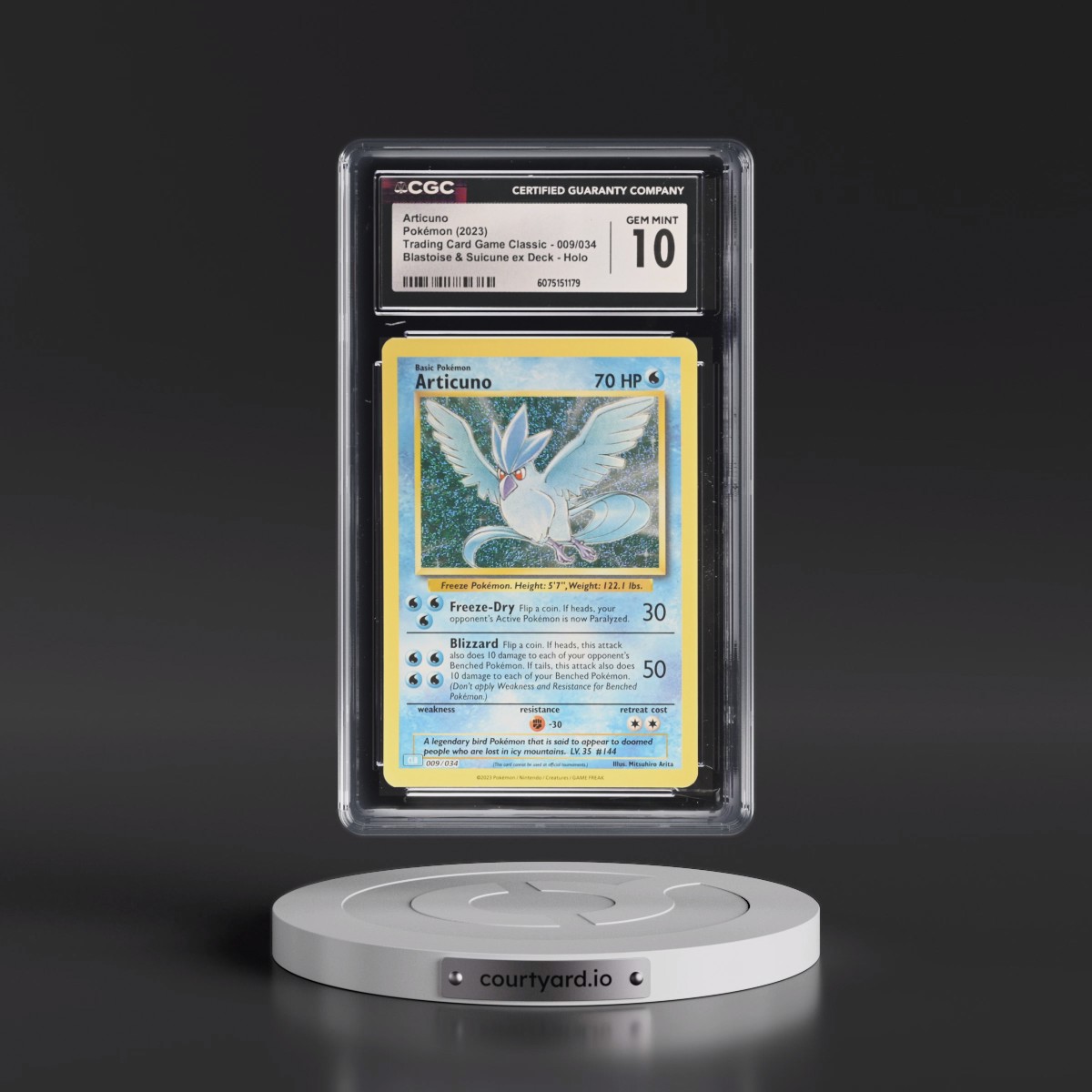 2023 Trading Card Game Classic - CLV, CLC, CLB #009/034 Articuno - Blastoise &amp; Suicune ex Deck - CLB Holo (CGC 10 GEM MINT)