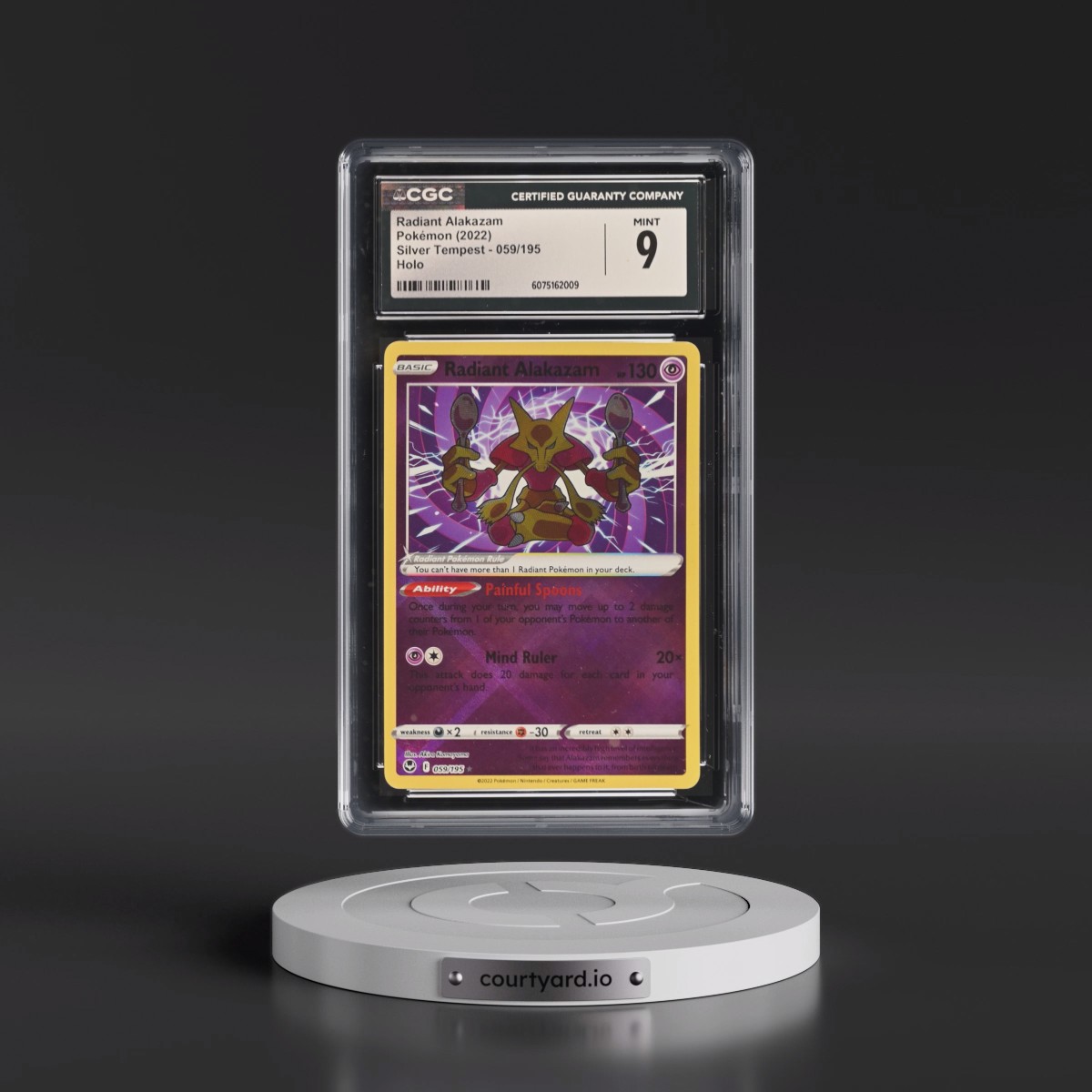 2022 Silver Tempest #059/195 Radiant Alakazam - Holo (CGC 9 MINT)