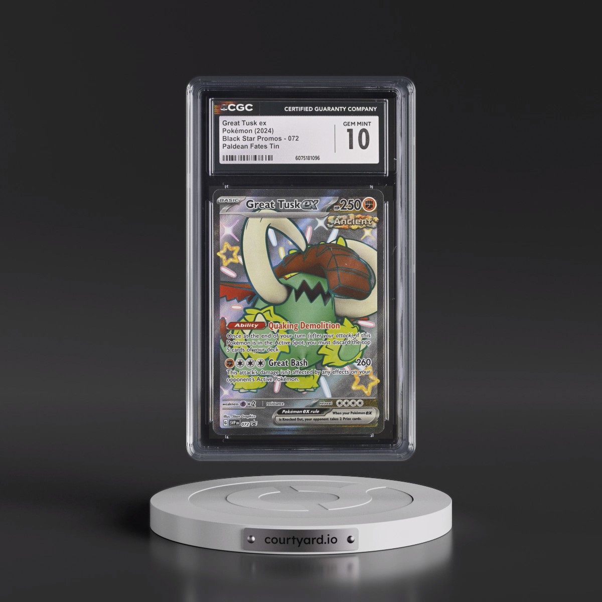2023 Black Star Promos - Scarlet & Violet SVP EN #072 Great Tusk ex - Paldean Fates Tin (Holo) (CGC 10 GEM MINT)