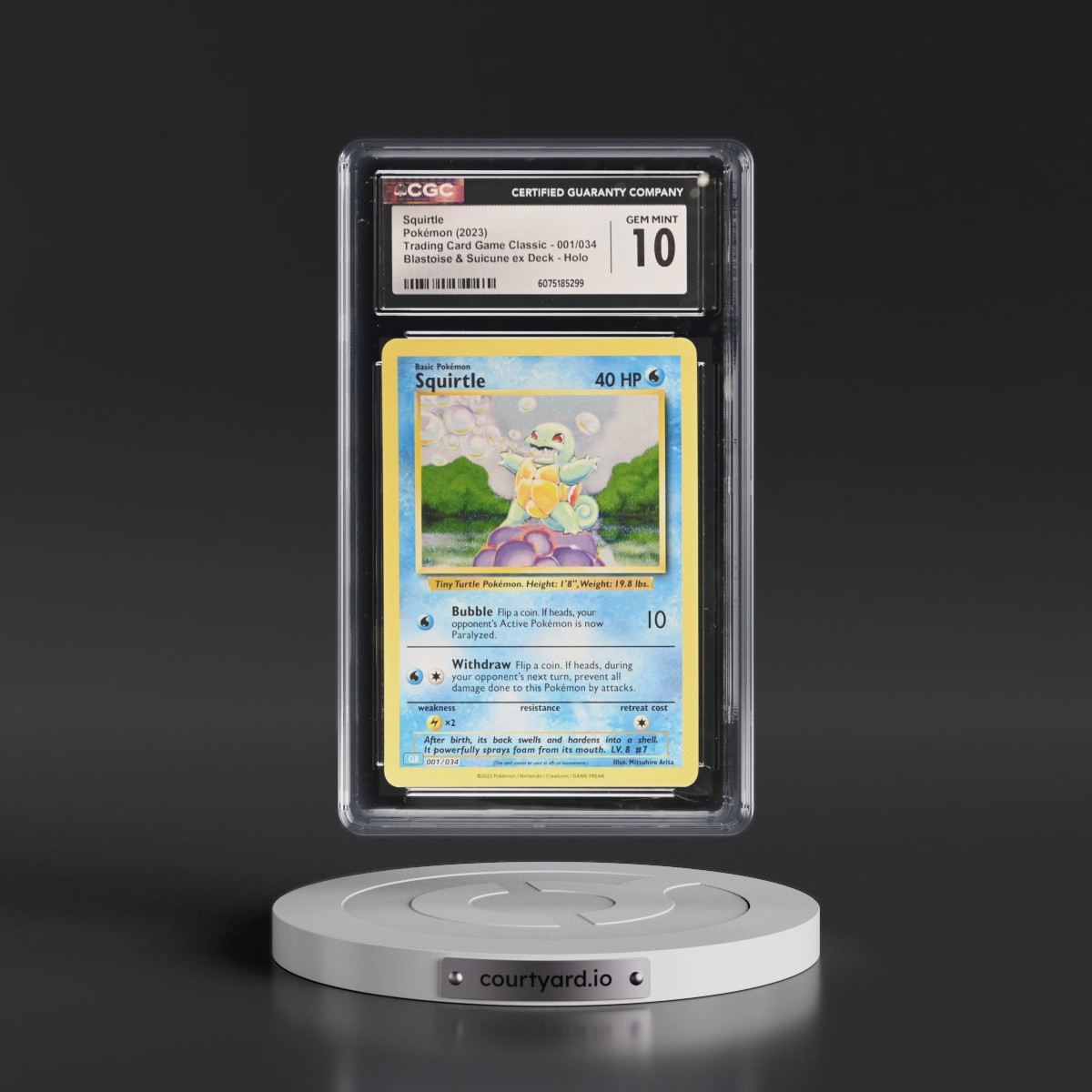 2023 Pokémon Clb-Trading Card Game Classic Blastoise & Suicune EX Deck #001 Squirtle (CGC 10 GEM MINT)