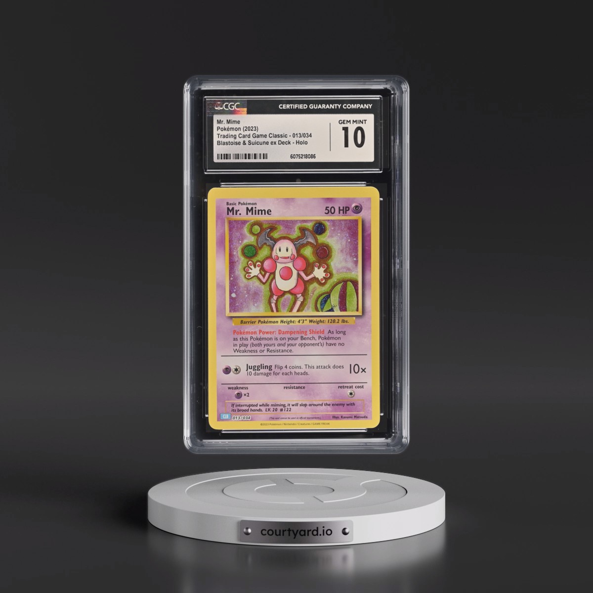 2023 Trading Card Game Classic - CLV, CLC, CLB #013/034 Mr. Mime - Blastoise & Suicune ex Deck - CLB Holo (CGC 10 GEM MINT)