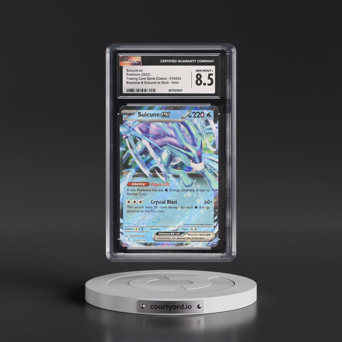 2023 Trading Card Game Classic - CLV, CLC, CLB #010/034 Suicune ex - Blastoise & Suicune ex Deck - CLB Holo (CGC 8.5 NM-MT+)