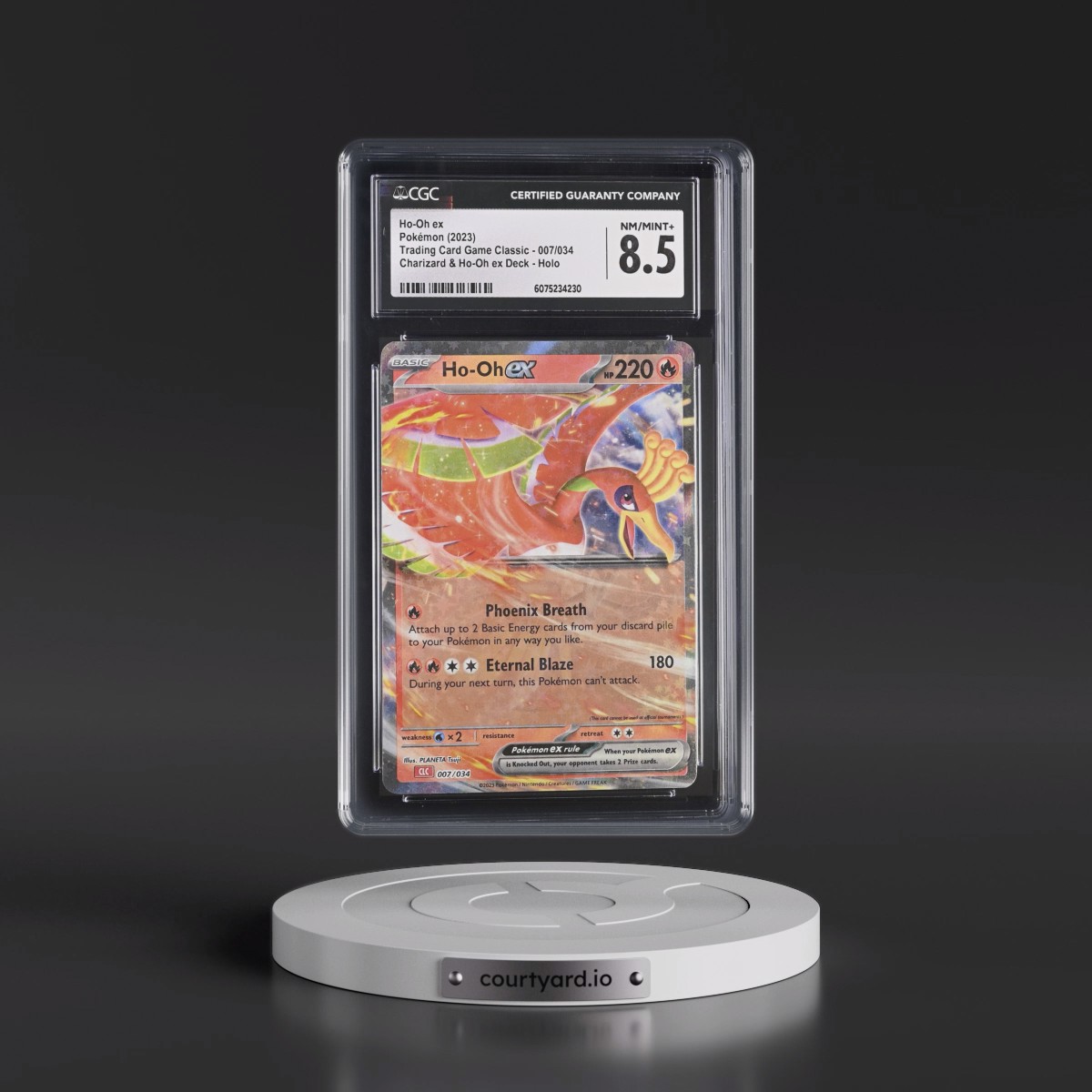 2023 Trading Card Game Classic - CLV, CLC, CLB #007/034 Ho-Oh ex - Charizard & Ho-Oh ex Deck - CLC Holo (CGC 8.5 NM-MT+)