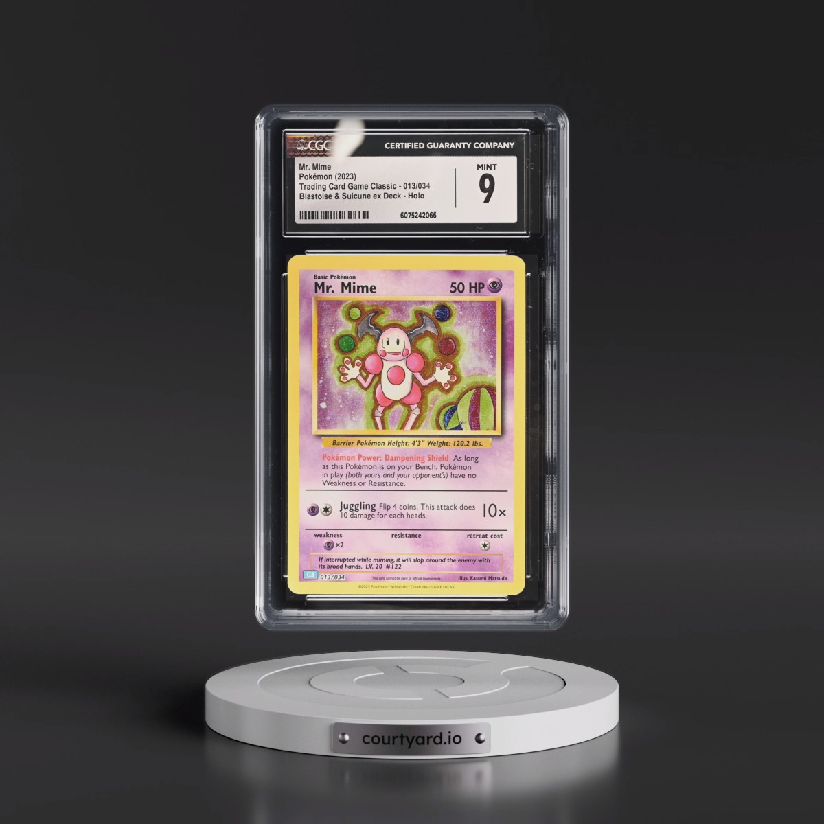 2023 Trading Card Game Classic - CLV, CLC, CLB #013/034 Mr. Mime - Blastoise & Suicune ex Deck - CLB Holo (CGC 9 MINT)