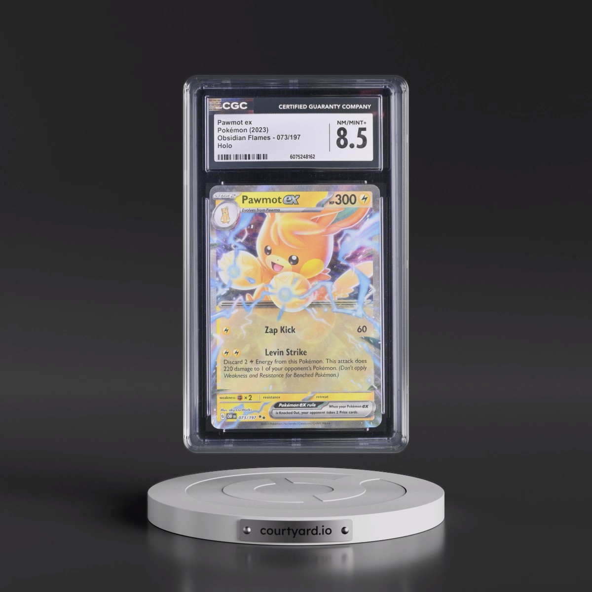 2023 Obsidian Flames - OBF EN #073/197 Pawmot ex - Holo (CGC 8.5 NM-MT+)