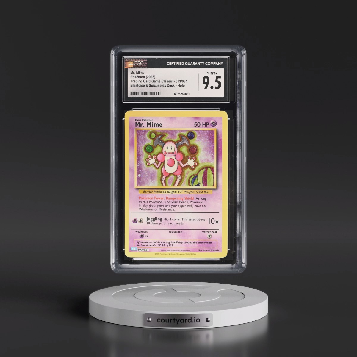 2023 Trading Card Game Classic - CLV, CLC, CLB #013/034 Mr. Mime - Blastoise & Suicune ex Deck - CLB Holo (CGC 9.5 MINT+)