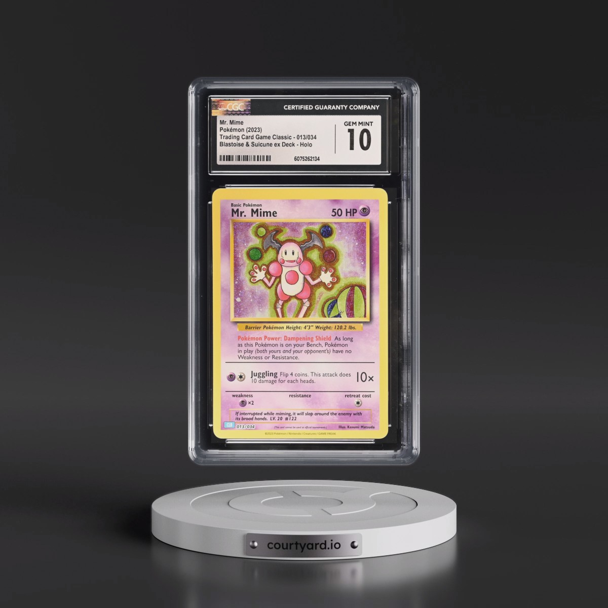 2023 Trading Card Game Classic - CLV, CLC, CLB #013/034 Mr. Mime - Blastoise & Suicune ex Deck - CLB Holo (CGC 10 GEM MINT)