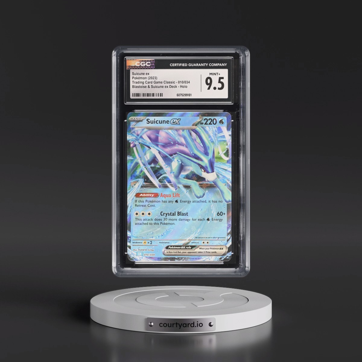 2023 Trading Card Game Classic - CLV, CLC, CLB #010/034 Suicune ex - Blastoise & Suicune ex Deck - CLB Holo (CGC 9.5 MINT+)