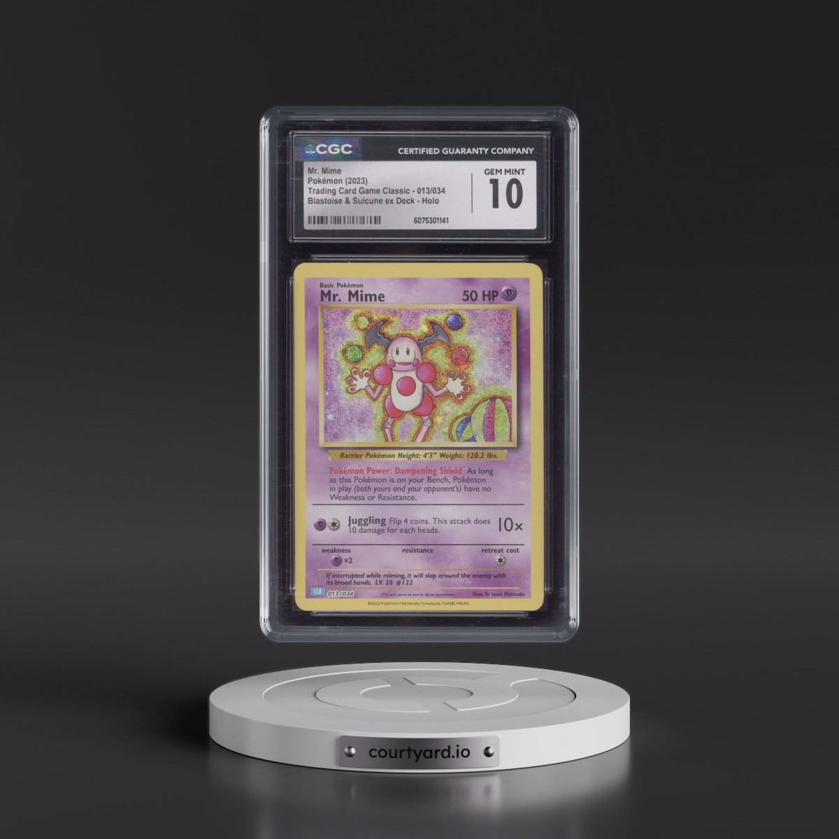 2023 Trading Card Game Classic - CLV, CLC, CLB #013/034 Mr. Mime - Blastoise & Suicune ex Deck - CLB Holo (CGC 10 GEM MINT)