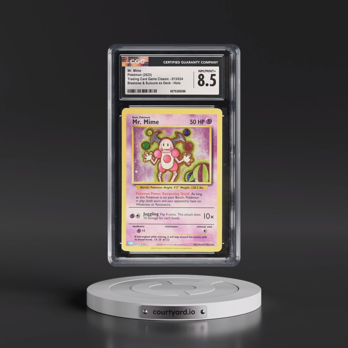 2023 Trading Card Game Classic - CLV, CLC, CLB #013/034 Mr. Mime - Blastoise & Suicune ex Deck - CLB Holo (CGC 8.5 NM-MT+)