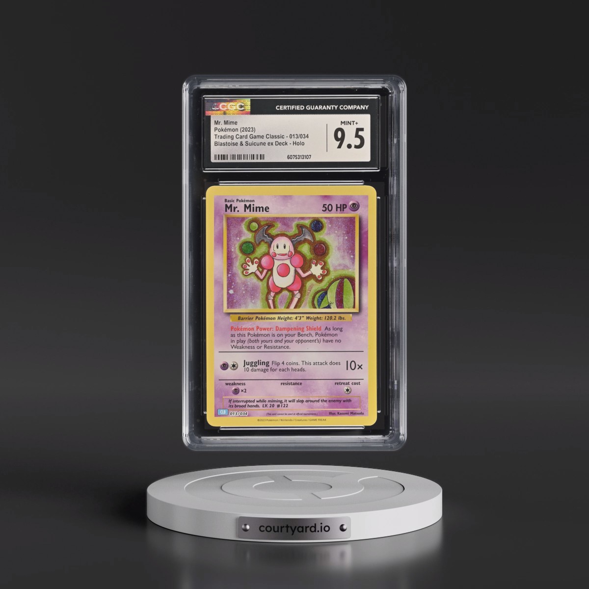 2023 Trading Card Game Classic - CLV, CLC, CLB #013/034 Mr. Mime - Blastoise & Suicune ex Deck - CLB Holo (CGC 9.5 MINT+)