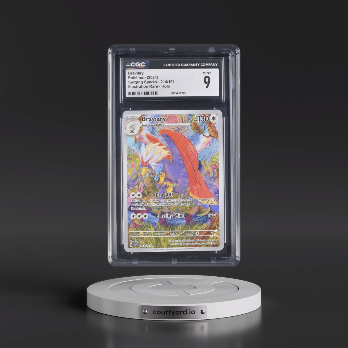 2024 Surging Sparks - SSP EN #214/191 Braviary - Illustration Rare Holo (CGC 9 MINT)