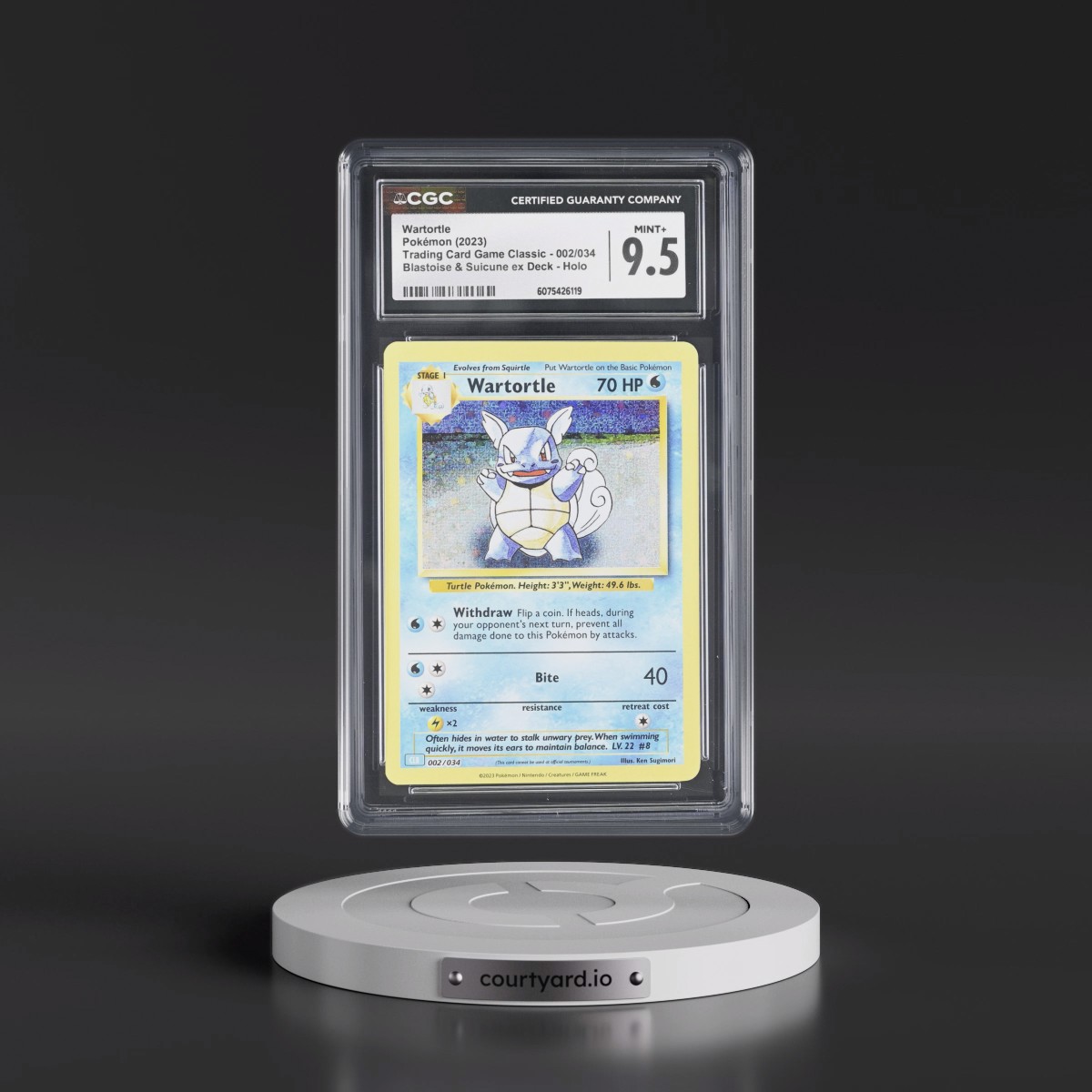 2023 Trading Card Game Classic - CLV, CLC, CLB #002/034 Wartortle - Blastoise & Suicune ex Deck - CLB Holo (CGC 9.5 MINT+)