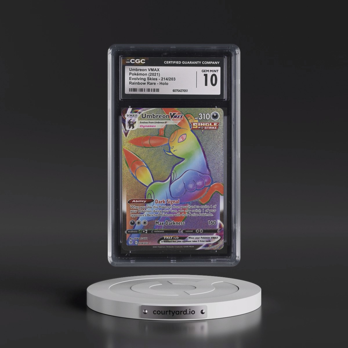 2021 Evolving Skies Umbreon VMAX - Rainbow Rare Holo #214/203 CGC 10