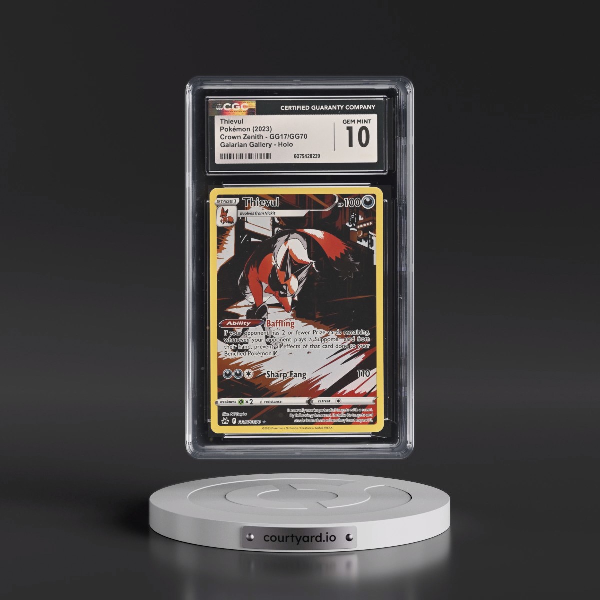 2023 Crown Zenith #GG17/GG70 Thievul - Galarian Gallery Holo (CGC 10 GEM MINT)