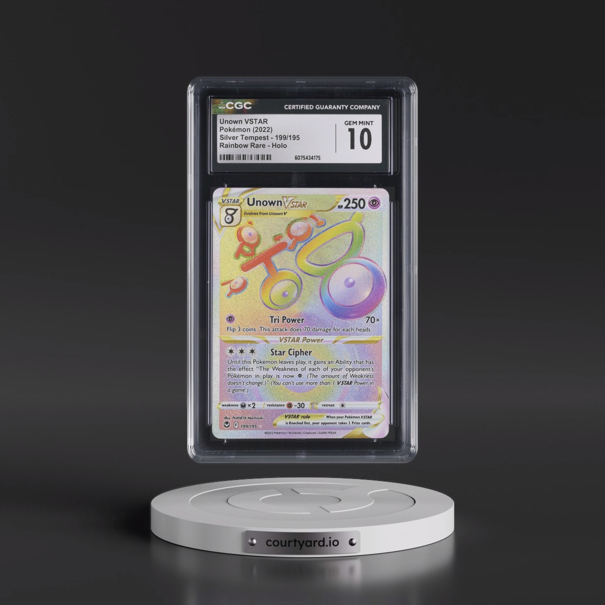 2022 Silver Tempest #199/195 Unown VSTAR - Rainbow Rare Holo (CGC 10 GEM MINT)