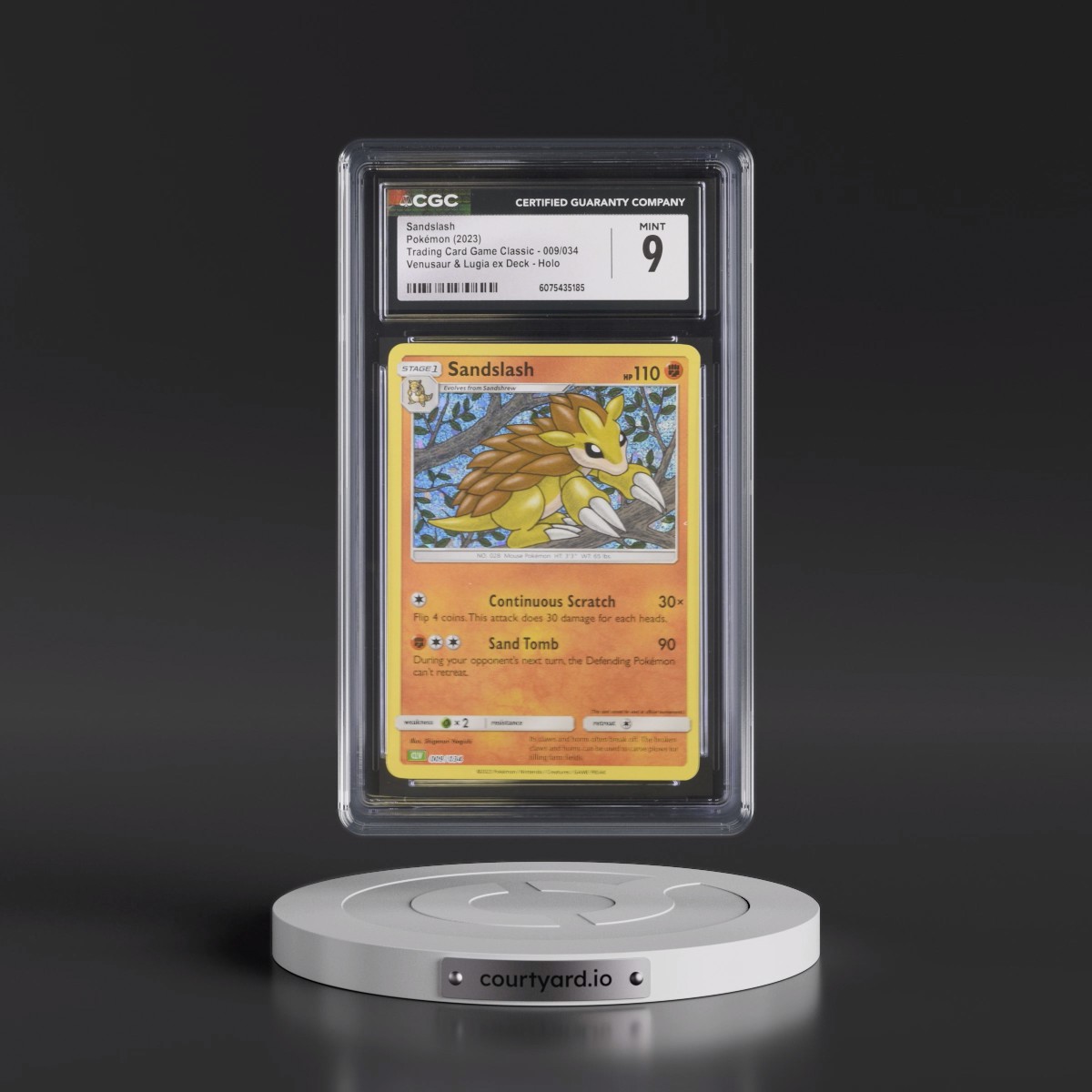 2023 Trading Card Game Classic - CLV, CLC, CLB #009/034 Sandslash - Venusaur & Lugia ex Deck - CLV Holo (CGC 9 MINT)