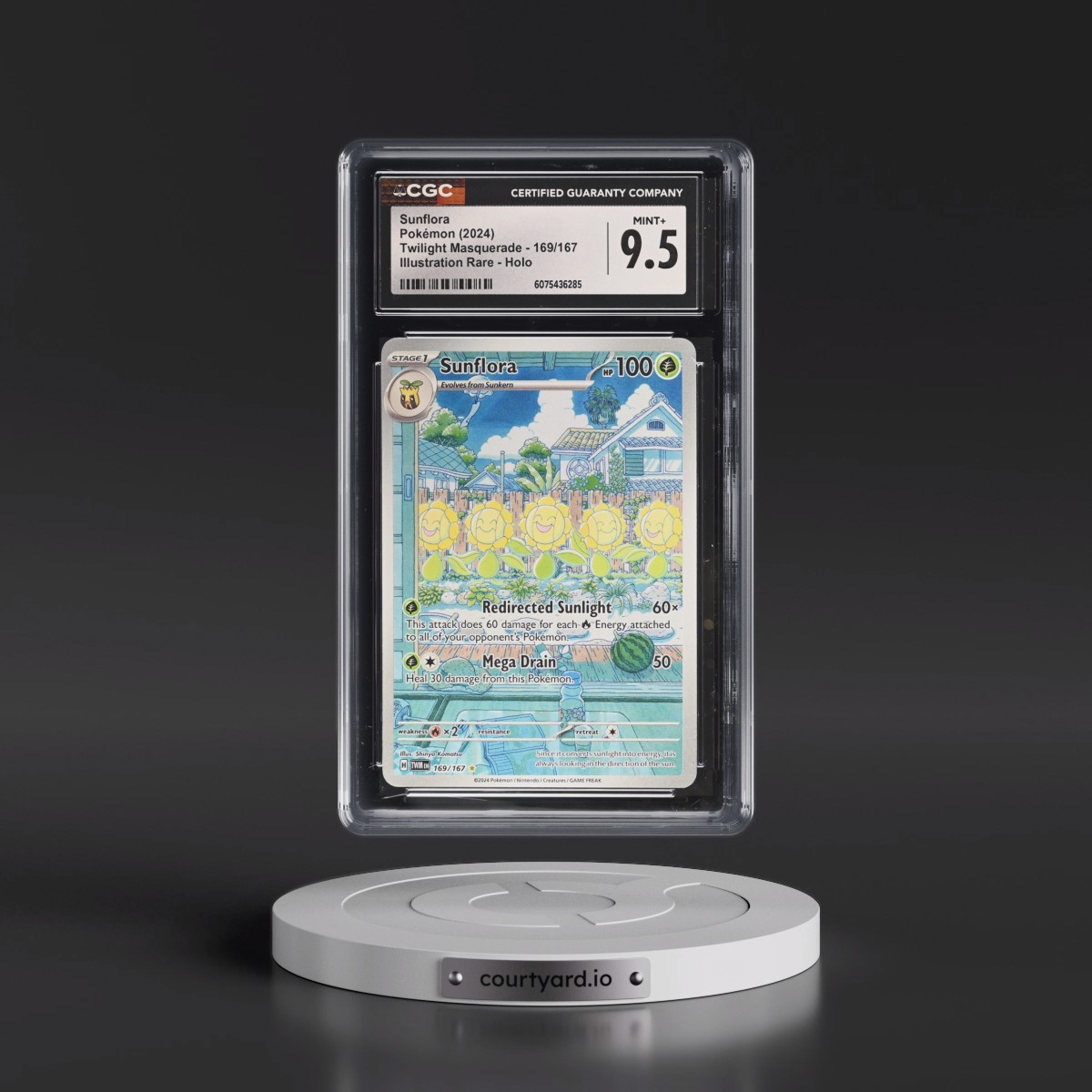 2024 Twilight Masquerade - TWM EN #169/167 Sunflora - Illustration Rare Holo (CGC 9.5 MINT+)