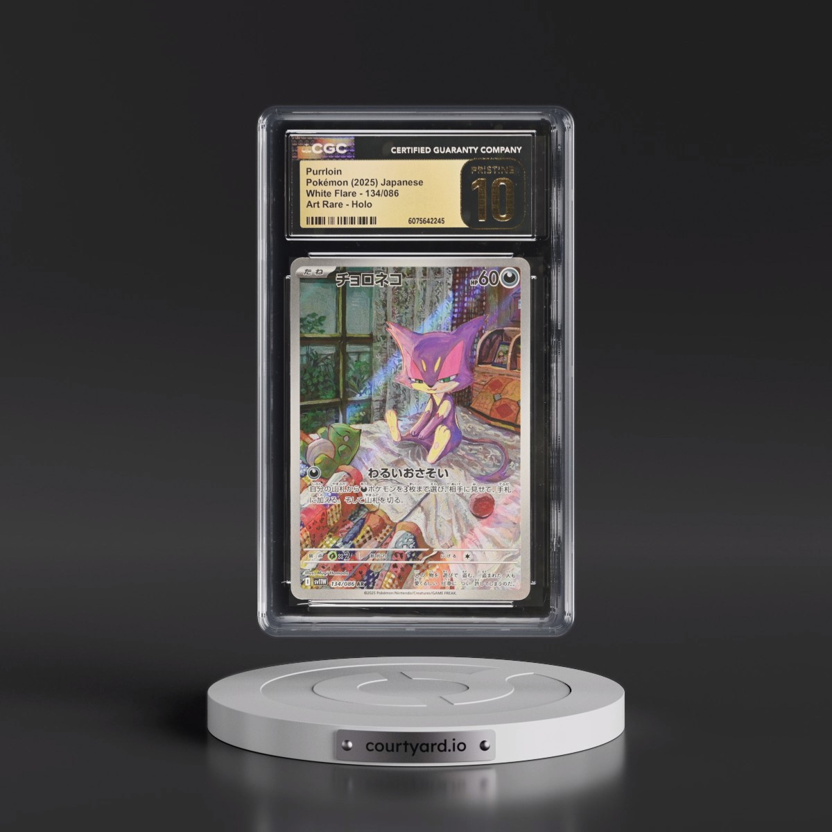 2025 White Flare - sv11W #134/086 Purrloin - Art Rare Holo (CGC 10 PRISTINE)