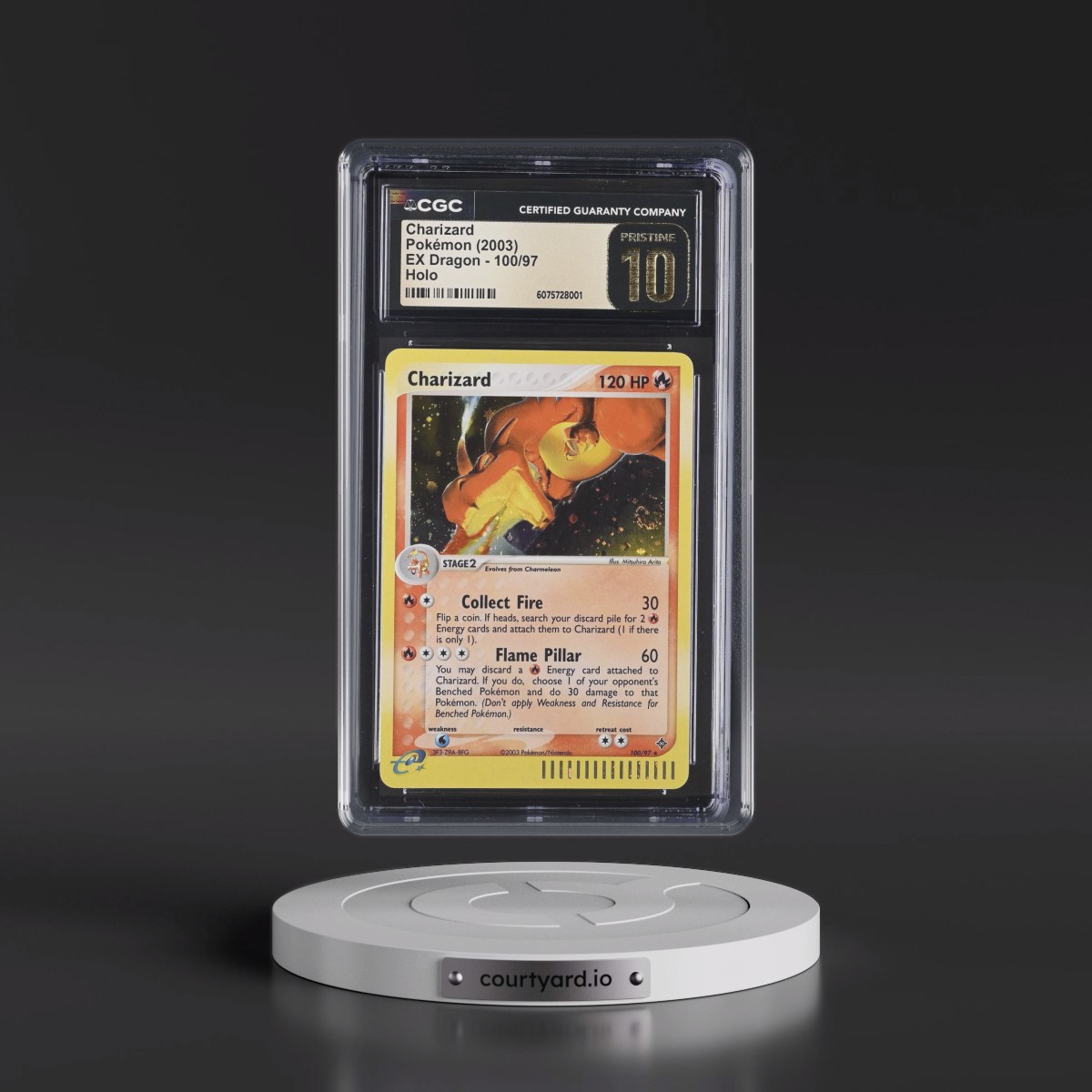 2003 EX Dragon (2003 Copyright, w/ "e" Symbol) #100/97 Charizard - Holo (CGC 10 PRISTINE)