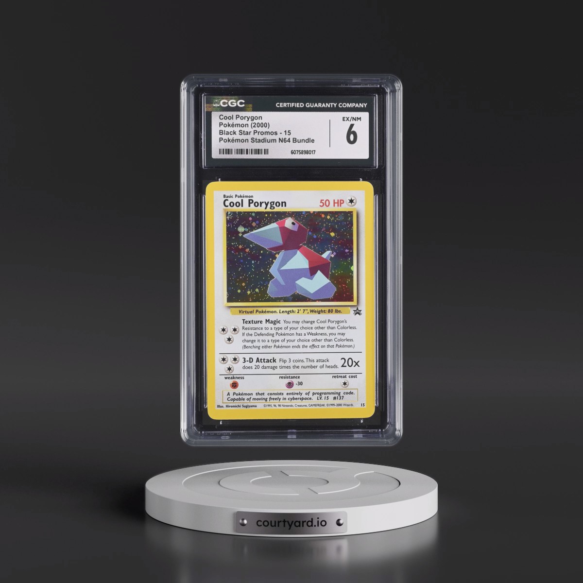 1999 Black Star Promos #15 Cool Porygon - Pokémon Stadium N64 Bundle (Holo) (CGC 6 EX-NM)