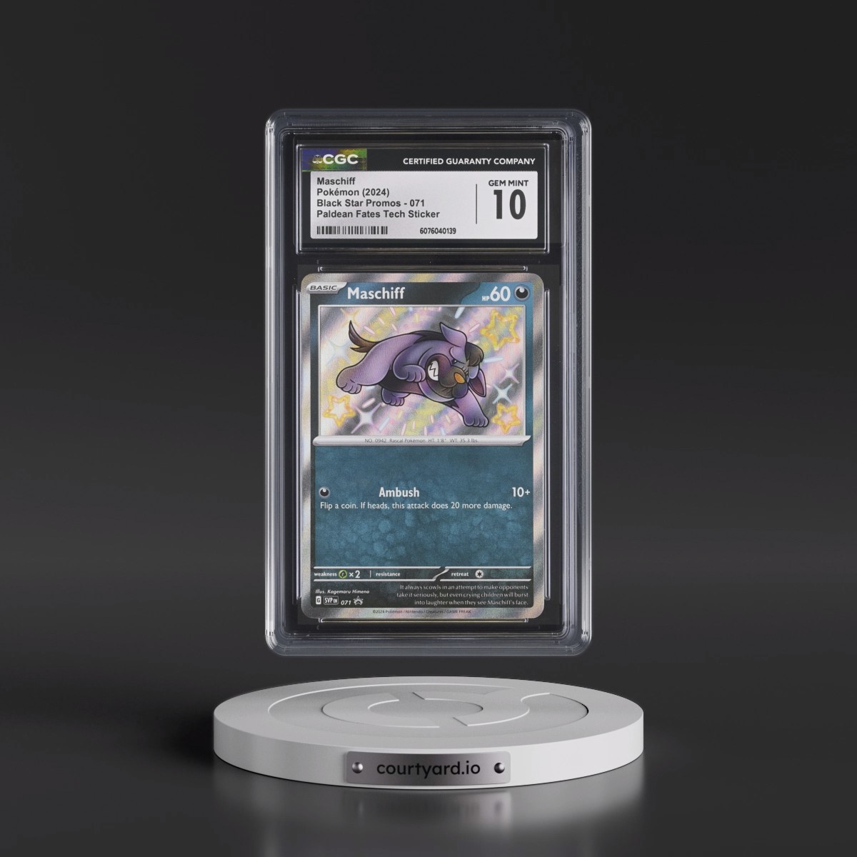 2023 Black Star Promos - Scarlet & Violet SVP EN #071 Maschiff - Paldean Fates Tech Sticker Collection (CGC 10 GEM MINT)