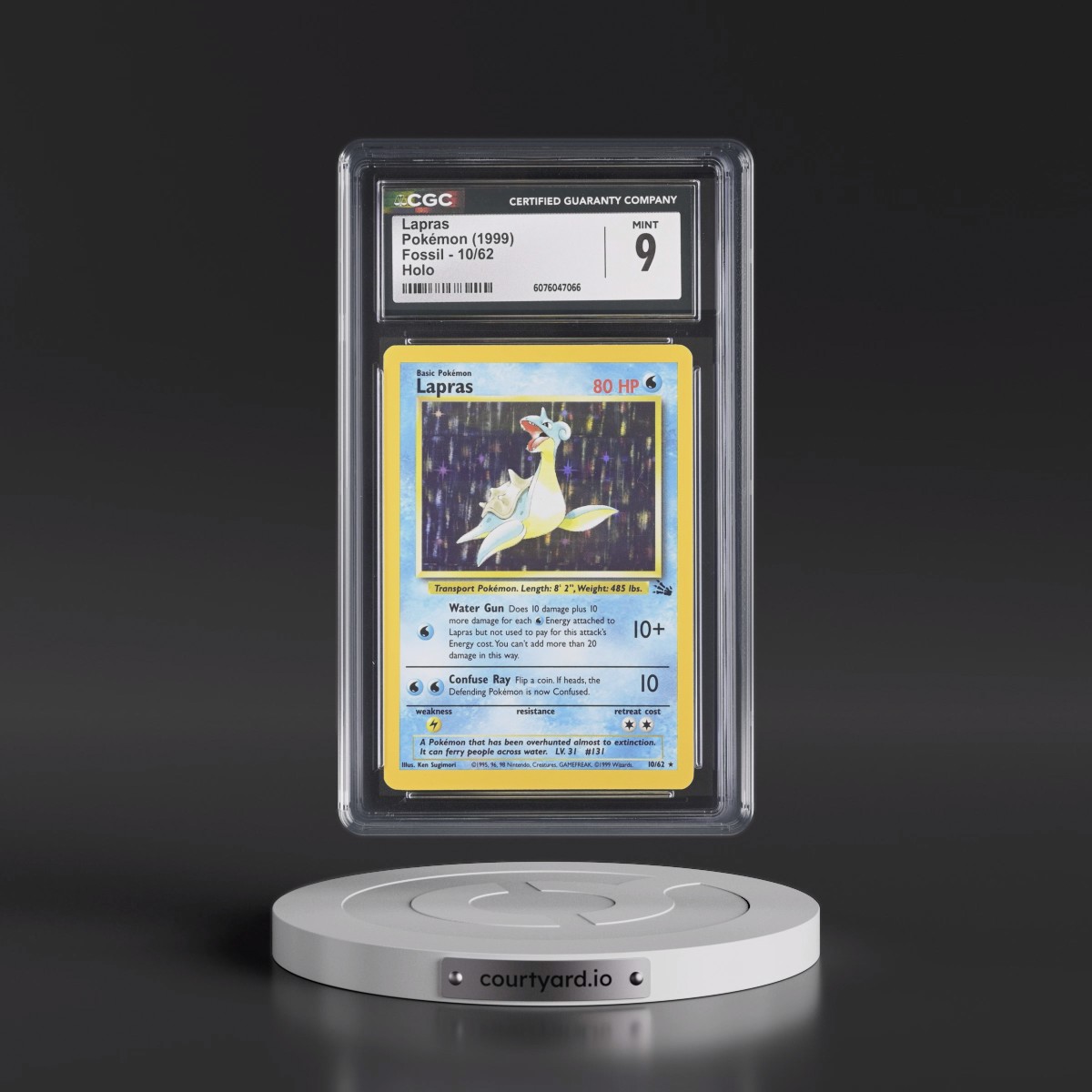1999 Fossil #10/62 Lapras - Galaxy Star Holo (CGC 9 MINT)