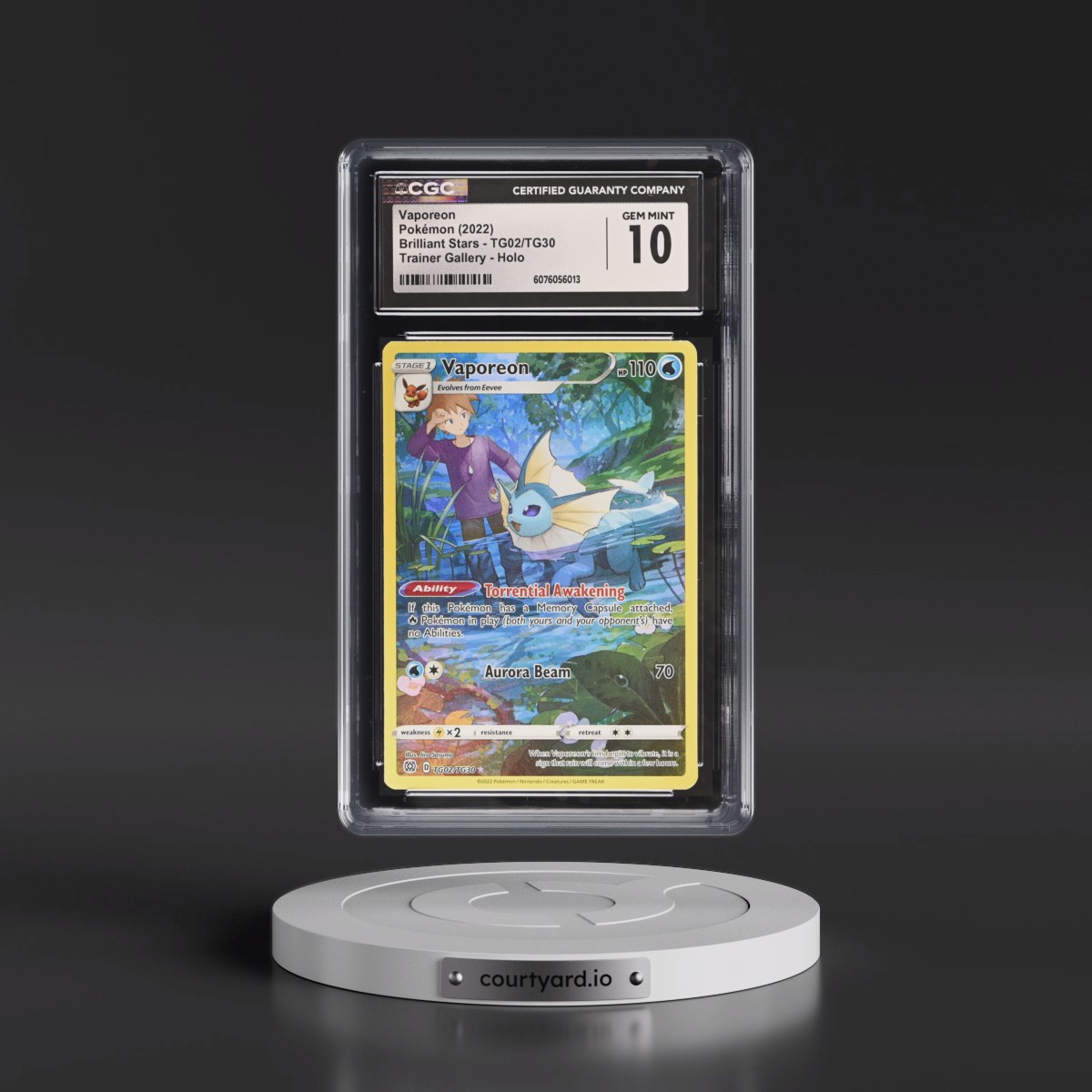2022 Brilliant Stars #TG02/TG30 Vaporeon - Trainer Gallery Holo (CGC 10 GEM MINT)