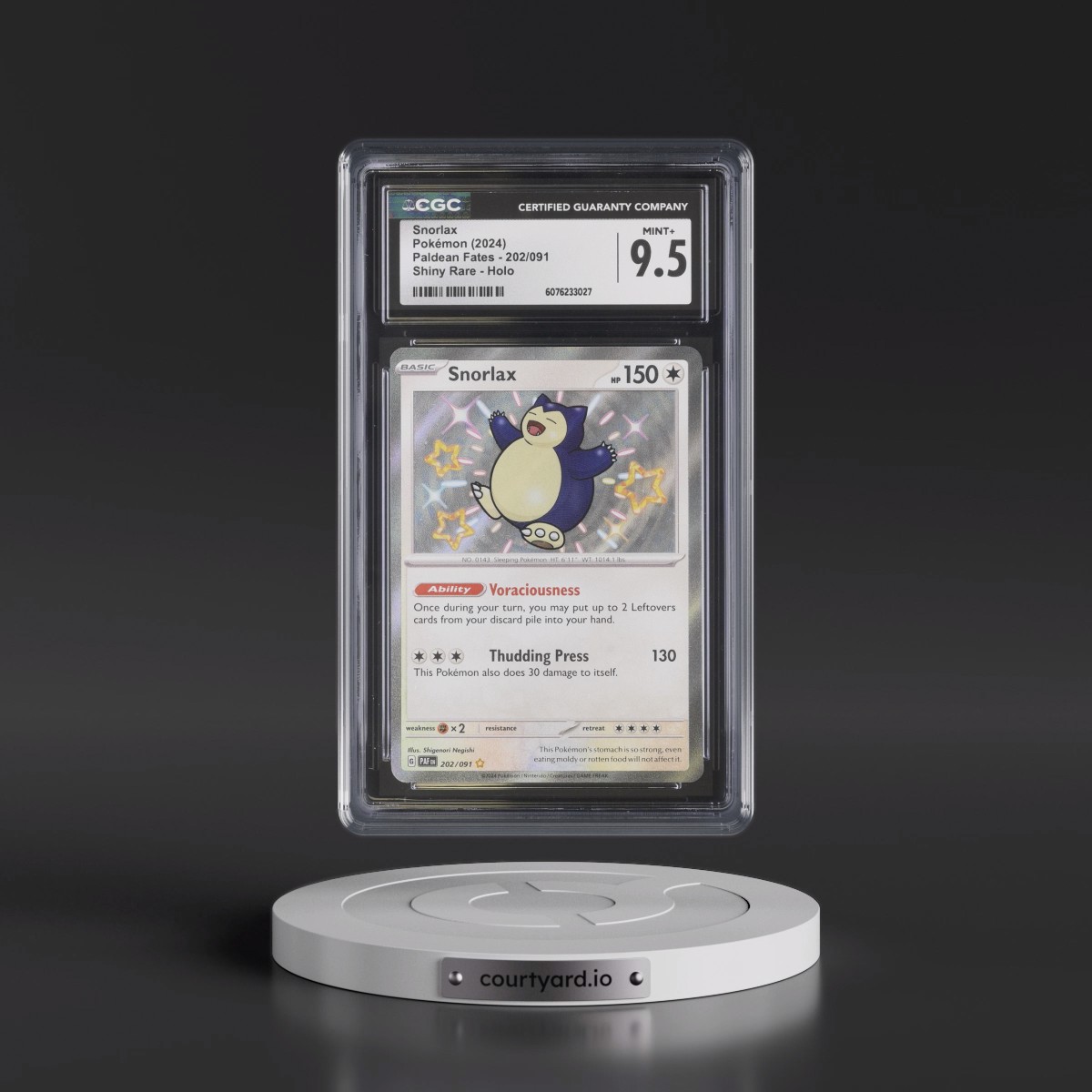 2024 Paldean Fates - PAF EN #202/091 Snorlax - Shiny Rare Holo (CGC 9.5 MINT+)